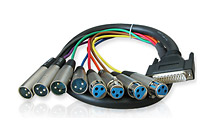 ALVA - AES254F4MPRO1 Digital Breakout Cables - D-Sub25 Tascam male to 4 x XLR male 4x XLR female - 1 meter length